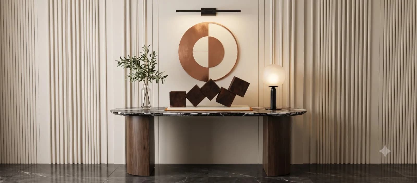 Executive suite centerpiece — architectural monolithic study